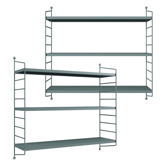 Set di 2 Scaffali da Parete Strängnäs a 3 Ripiani Regolabili  50 x 60 x 15 cm Acciaio Blu Grigiastro [en.casa]