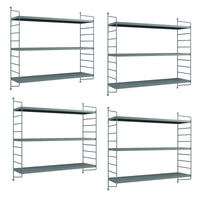 Set di 4 Scaffali da Parete Strängnäs a 3 Ripiani Regolabili  50 x 60 x 15 cm Acciaio Blu Grigiastro [en.casa]