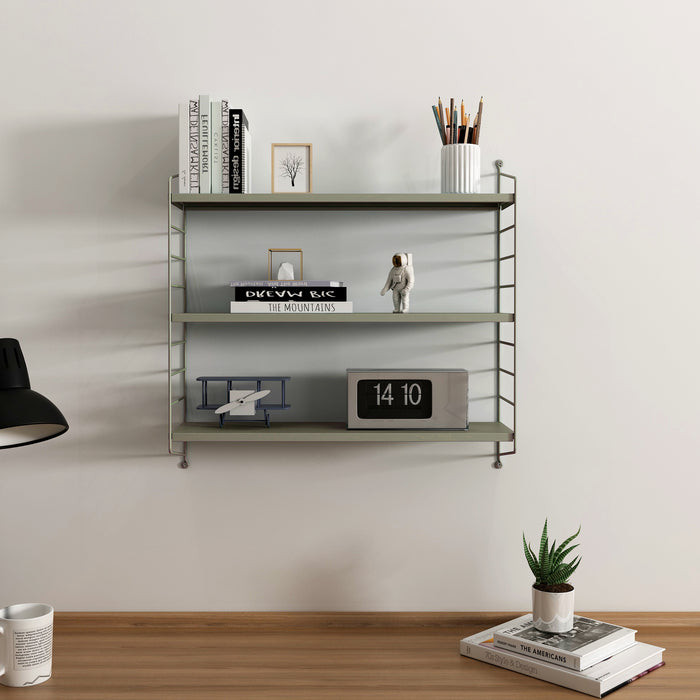 Set di 4 Scaffali da Parete Strängnäs a 3 Ripiani Regolabili  50 x 60 x 15 cm Acciaio color Cammello [en.casa]