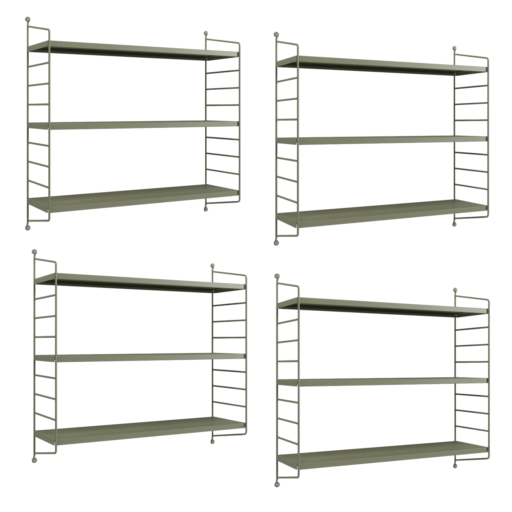 Set di 4 Scaffali da Parete Strängnäs a 3 Ripiani Regolabili  50 x 60 x 15 cm Acciaio color Cammello [en.casa]