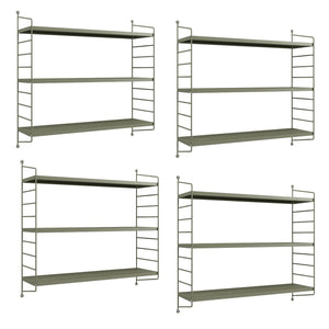 Set di 4 Scaffali da Parete Strängnäs a 3 Ripiani Regolabili  50 x 60 x 15 cm Acciaio color Cammello [en.casa]