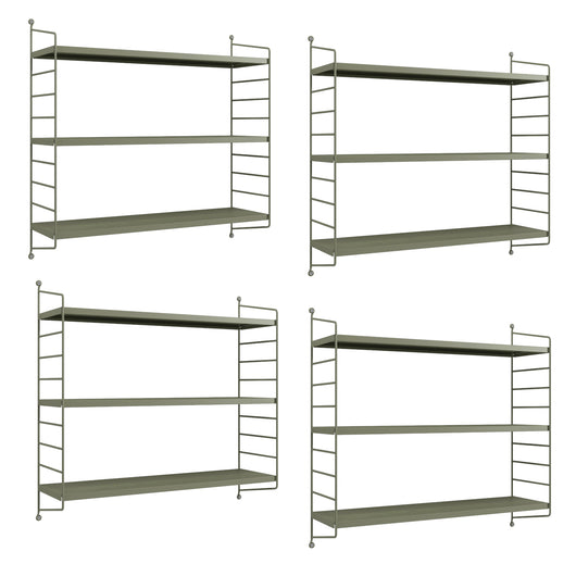 Set di 4 Scaffali da Parete Strängnäs a 3 Ripiani Regolabili  50 x 60 x 15 cm Acciaio color Cammello [en.casa]