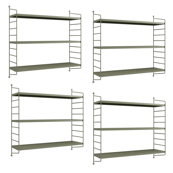 Set di 4 Scaffali da Parete Strängnäs a 3 Ripiani Regolabili  50 x 60 x 15 cm Acciaio color Cammello [en.casa]