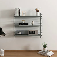 Scaffale da Parete Strängnäs a 3 Ripiani Regolabili 50 x 60 x 15 cm Acciaio Grigio Antracite [en.casa]