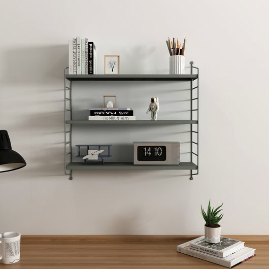 Scaffale da Parete Strängnäs a 3 Ripiani Regolabili 50 x 60 x 15 cm Acciaio Grigio Antracite [en.casa]