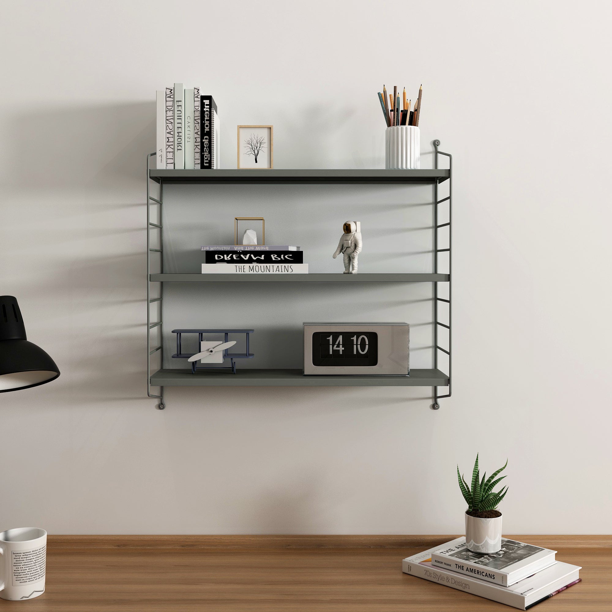 Set di 2 Scaffali da Parete Strängnäs a 3 Ripiani Regolabili  50 x 60 x 15 cm Acciaio Antracite [en.casa]