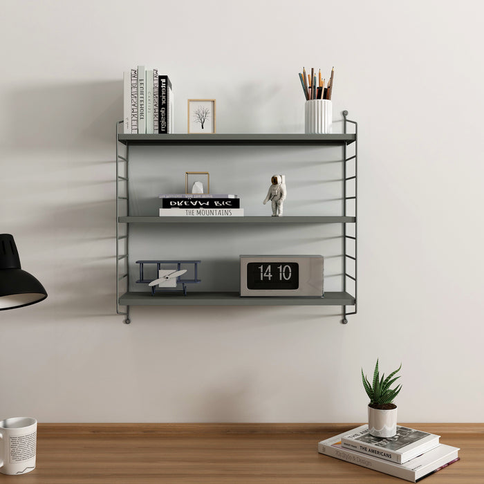 Set di 2 Scaffali da Parete Strängnäs a 3 Ripiani Regolabili  50 x 60 x 15 cm Acciaio Antracite [en.casa]