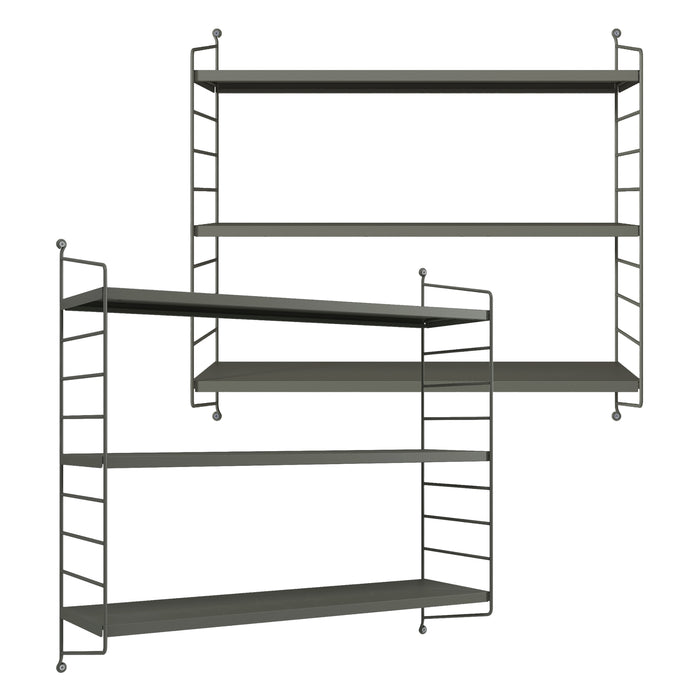 Set di 2 Scaffali da Parete Strängnäs a 3 Ripiani Regolabili  50 x 60 x 15 cm Acciaio Antracite [en.casa]