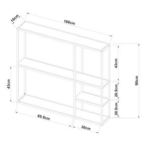 Scaffale da Parete Jämijärvi in Acciaio con Scomparti Aperti 90 x 100 x 18 cm Nero, opaco [en.casa]