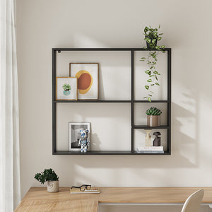 Scaffale da Parete Jämijärvi in Acciaio con Scomparti Aperti 90 x 100 x 18 cm Nero, opaco [en.casa]