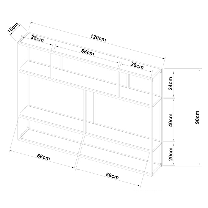 Scaffale da Parete Jämijärvi in Acciaio con Scomparti Aperti 90 x 120 x 18 cm Nero, opaco [en.casa]