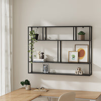 Scaffale da Parete Jämijärvi in Acciaio con Scomparti Aperti 90 x 120 x 18 cm Nero, opaco [en.casa]