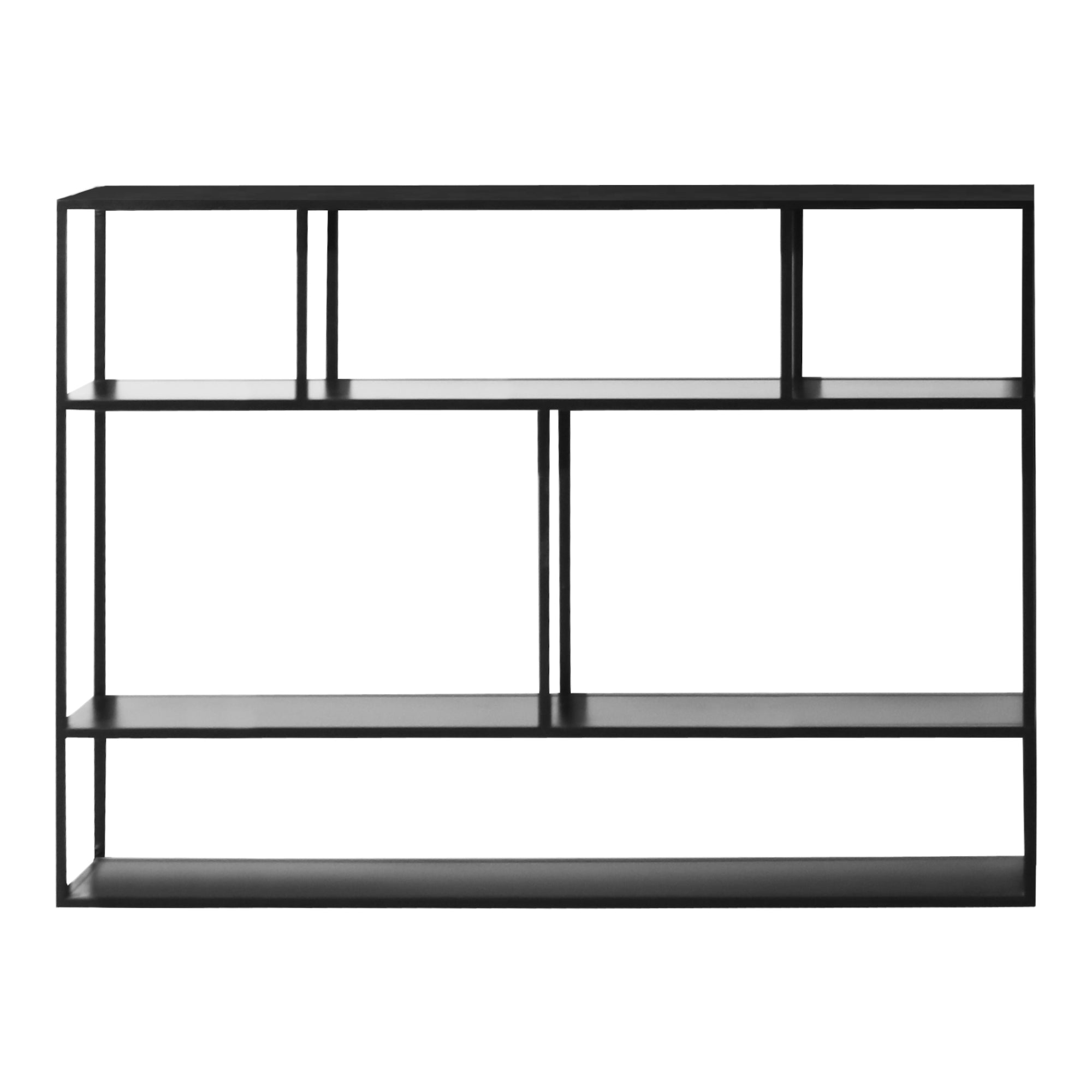 Scaffale da Parete Jämijärvi in Acciaio con Scomparti Aperti 90 x 120 x 18 cm Nero, opaco [en.casa]