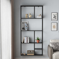 Scaffale da Parete Jämijärvi in Acciaio con Scomparti Aperti 180 x 80 x 18 cm Nero, opaco [en.casa]