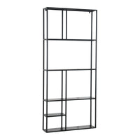 Scaffale da Parete Jämijärvi in Acciaio con Scomparti Aperti 180 x 80 x 18 cm Nero, opaco [en.casa]