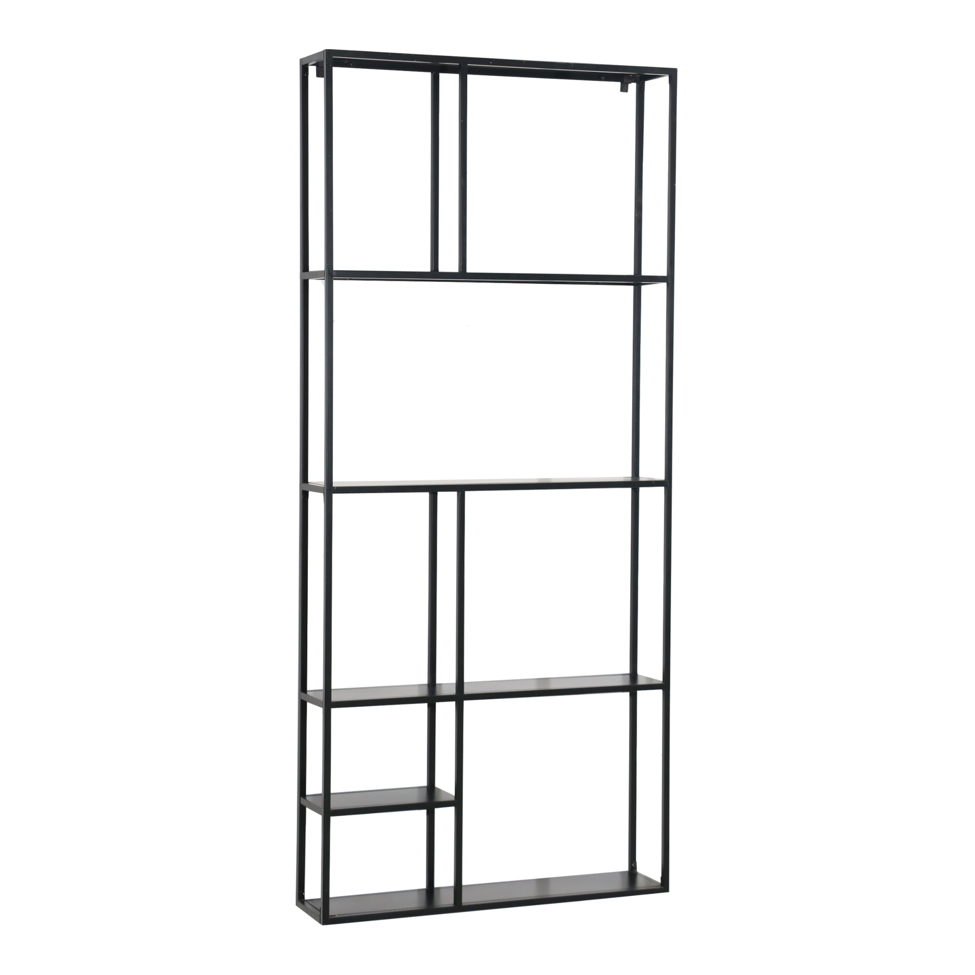 Scaffale da Parete Jämijärvi in Acciaio con Scomparti Aperti 180 x 80 x 18 cm Nero, opaco [en.casa]