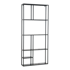 Scaffale da Parete Jämijärvi in Acciaio con Scomparti Aperti 180 x 80 x 18 cm Nero, opaco [en.casa]