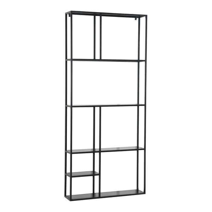 Scaffale da Parete Jämijärvi in Acciaio con Scomparti Aperti 180 x 80 x 18 cm Nero, opaco [en.casa]