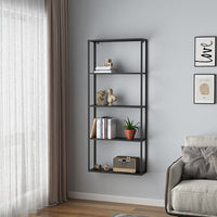 Scaffale da Parete Jämijärvi in Acciaio con Scomparti Aperti 140 x 60 x 18 cm Nero, opaco [en.casa]