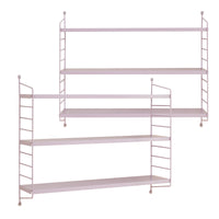 Set di 2 Scaffali da Parete Strängnäs a 3 Ripiani Regolabili  50 x 60 x 15 cm Acciaio Lilla [en.casa]