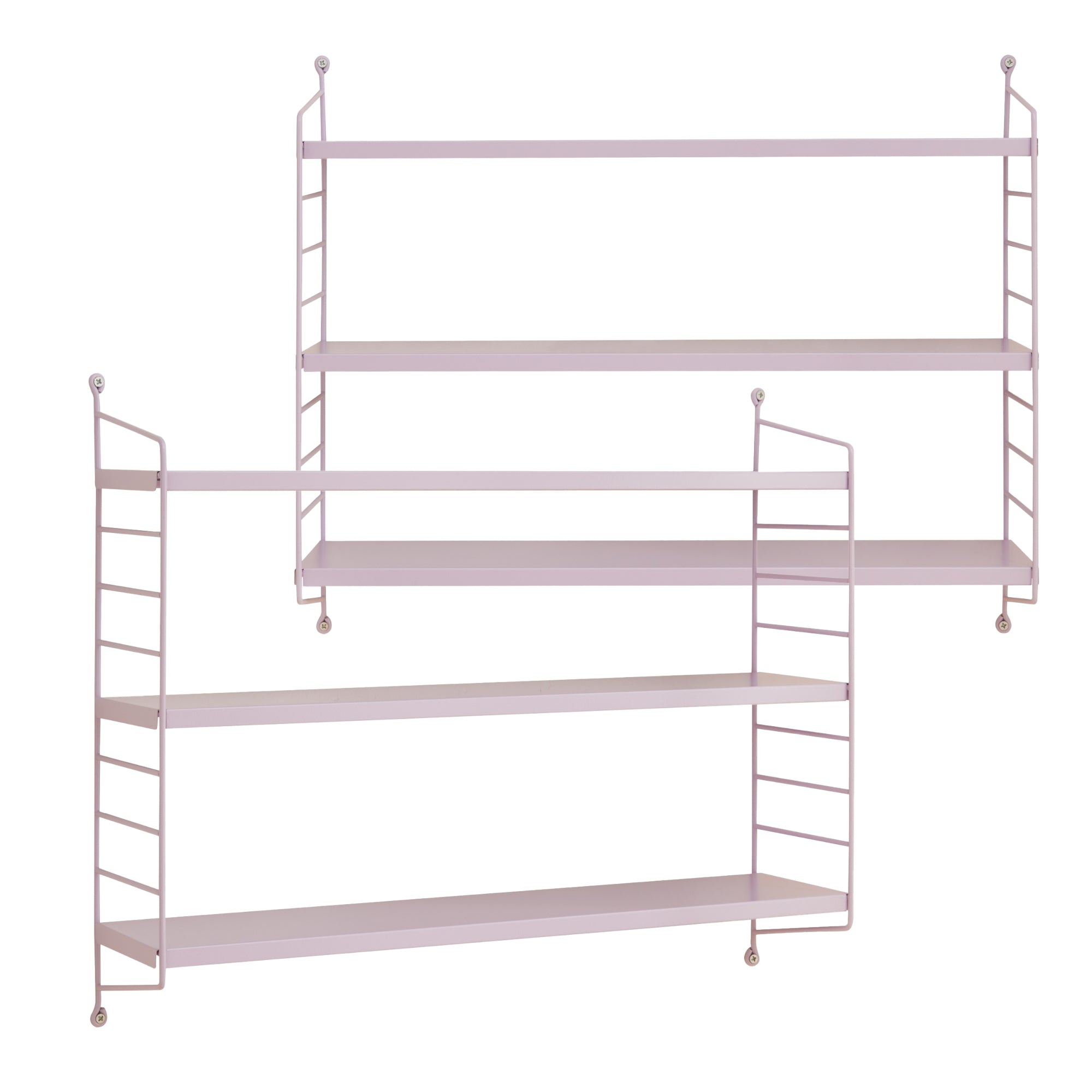 Set di 2 Scaffali da Parete Strängnäs a 3 Ripiani Regolabili  50 x 60 x 15 cm Acciaio Lilla [en.casa]