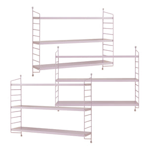 Set di 3 Scaffali da Parete Strängnäs a 3 Ripiani Regolabili  50 x 60 x 15 cm Acciaio Lilla [en.casa]