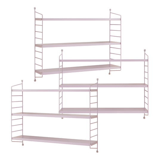 Set di 3 Scaffali da Parete Strängnäs a 3 Ripiani Regolabili  50 x 60 x 15 cm Acciaio Lilla [en.casa]