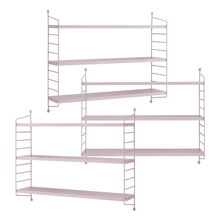 Set di 3 Scaffali da Parete Strängnäs a 3 Ripiani Regolabili  50 x 60 x 15 cm Acciaio Lilla [en.casa]