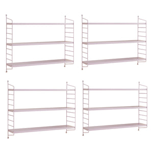 Set di 4 Scaffali da Parete Strängnäs a 3 Ripiani Regolabili  50 x 60 x 15 cm Acciaio Lilla [en.casa]
