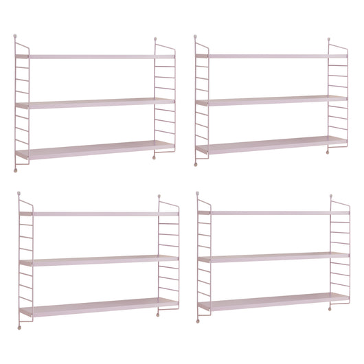 Set di 4 Scaffali da Parete Strängnäs a 3 Ripiani Regolabili  50 x 60 x 15 cm Acciaio Lilla [en.casa]