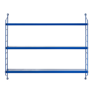 Scaffale da Parete Strängnäs a 3 Ripiani Regolabili 50 x 60 x 15 cm Acciaio Blu [en.casa]