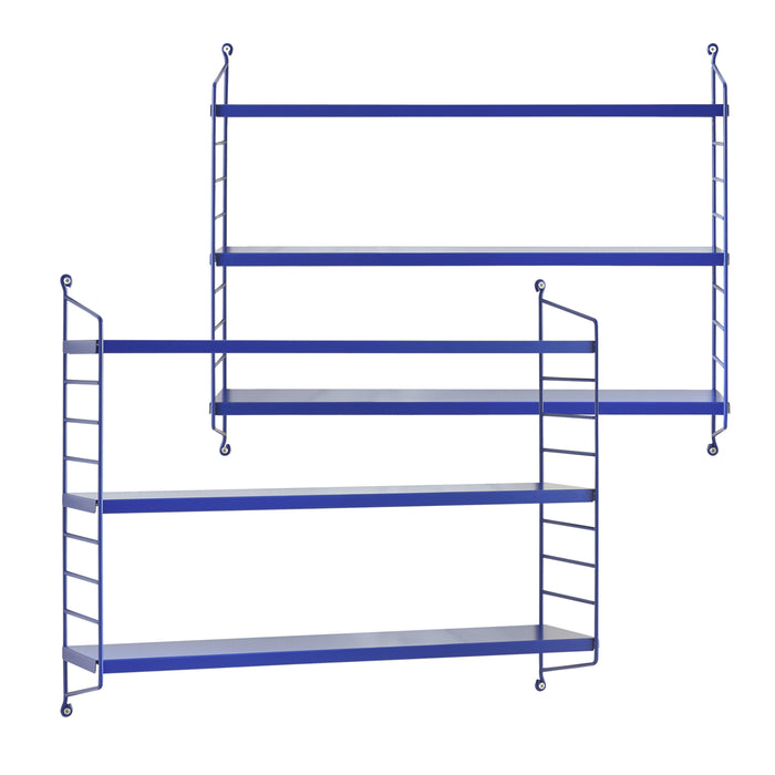 Set di 2 Scaffali da Parete Strängnäs a 3 Ripiani Regolabili  50 x 60 x 15 cm Acciaio Blu [en.casa]