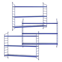 Set di 3 Scaffali da Parete Strängnäs a 3 Ripiani Regolabili  50 x 60 x 15 cm Acciaio Blu [en.casa]