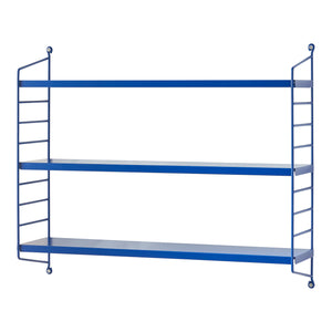 Scaffale da Parete Strängnäs a 3 Ripiani Regolabili 50 x 60 x 15 cm Acciaio Blu [en.casa]