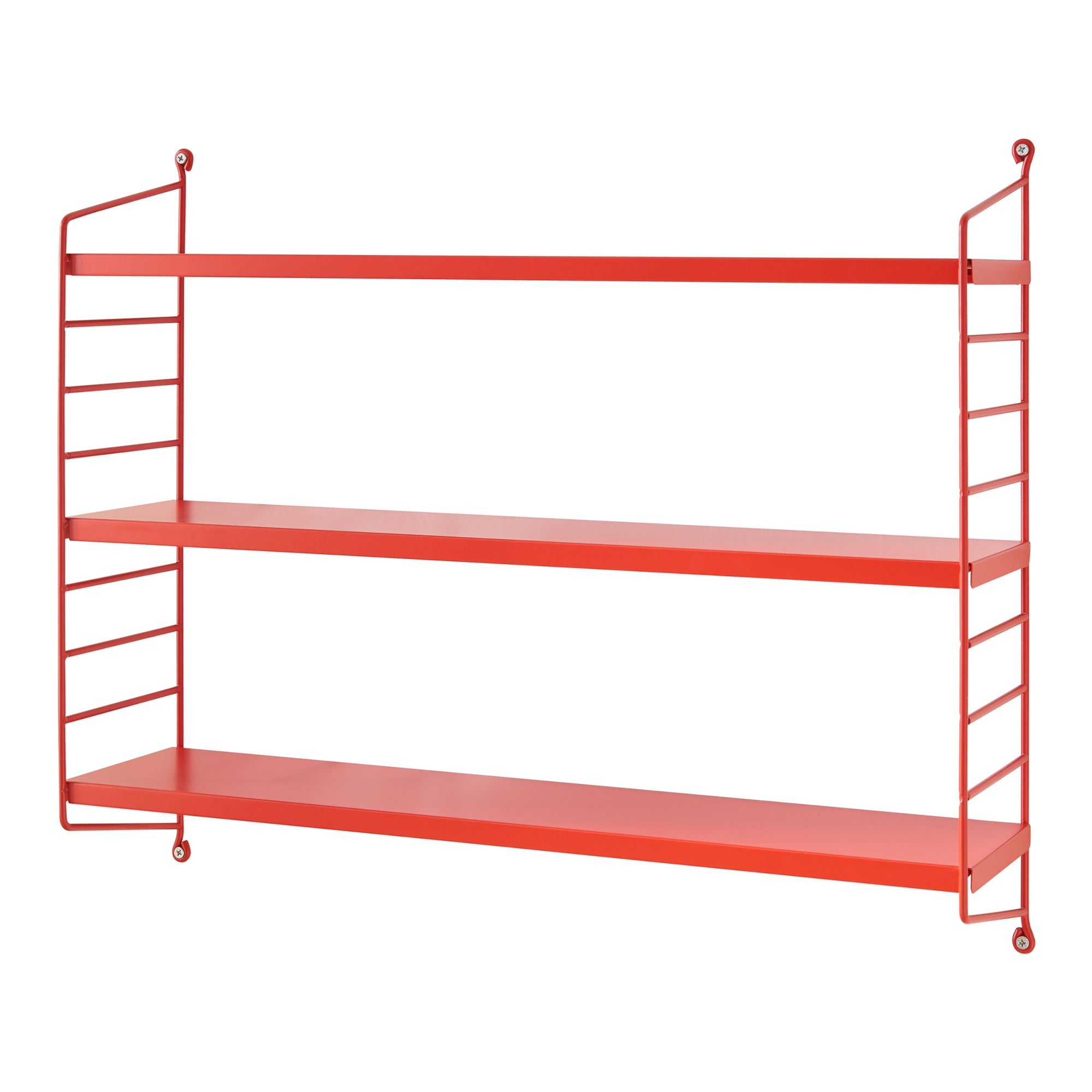 Set di 3 Scaffali da Parete Strängnäs a 3 Ripiani Regolabili  50 x 60 x 15 cm Acciaio Rosso [en.casa]