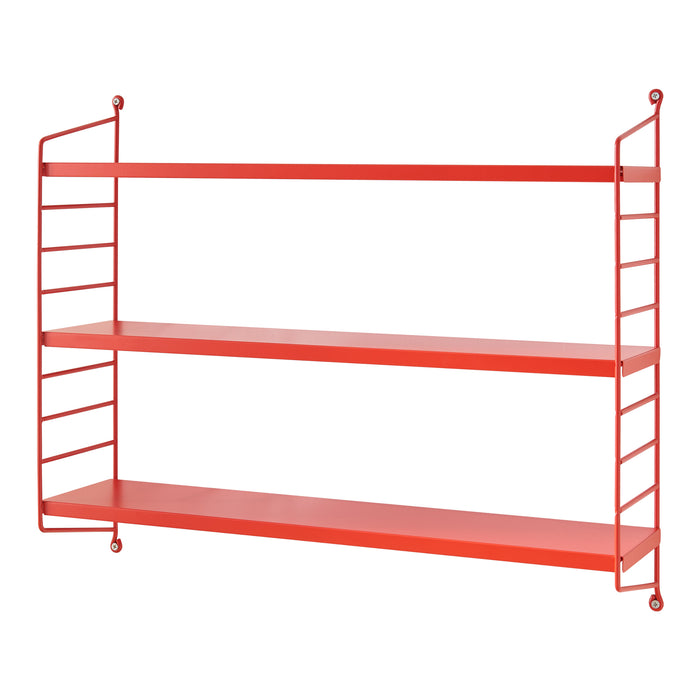 Set di 4 Scaffali da Parete Strängnäs a 3 Ripiani Regolabili  50 x 60 x 15 cm Acciaio Rosso [en.casa]