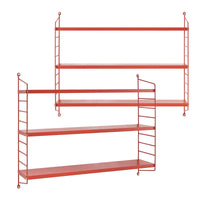 Set di 2 Scaffali da Parete Strängnäs a 3 Ripiani Regolabili  50 x 60 x 15 cm Acciaio Rosso [en.casa]
