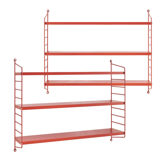 Set di 2 Scaffali da Parete Strängnäs a 3 Ripiani Regolabili  50 x 60 x 15 cm Acciaio Rosso [en.casa]