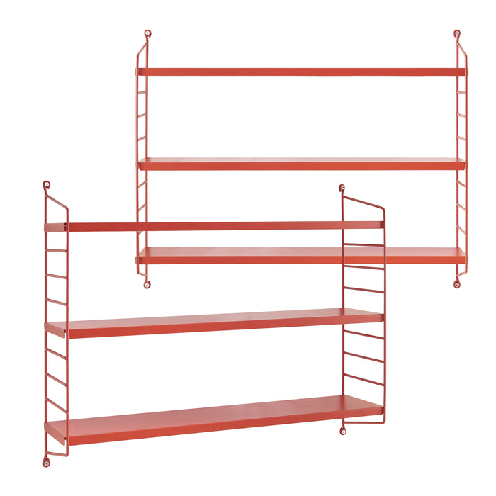 Set di 2 Scaffali da Parete Strängnäs a 3 Ripiani Regolabili  50 x 60 x 15 cm Acciaio Rosso [en.casa]