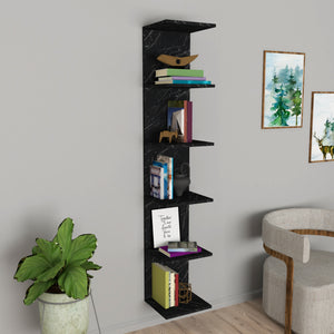 Mensola da Parete Surahammar Libreria Scaffale a Muro con 6 Ripiani - Effetto Marmo Nero [en.casa]
