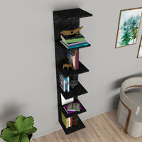 Mensola da Parete Surahammar Libreria Scaffale a Muro con 6 Ripiani - Effetto Marmo Nero [en.casa]