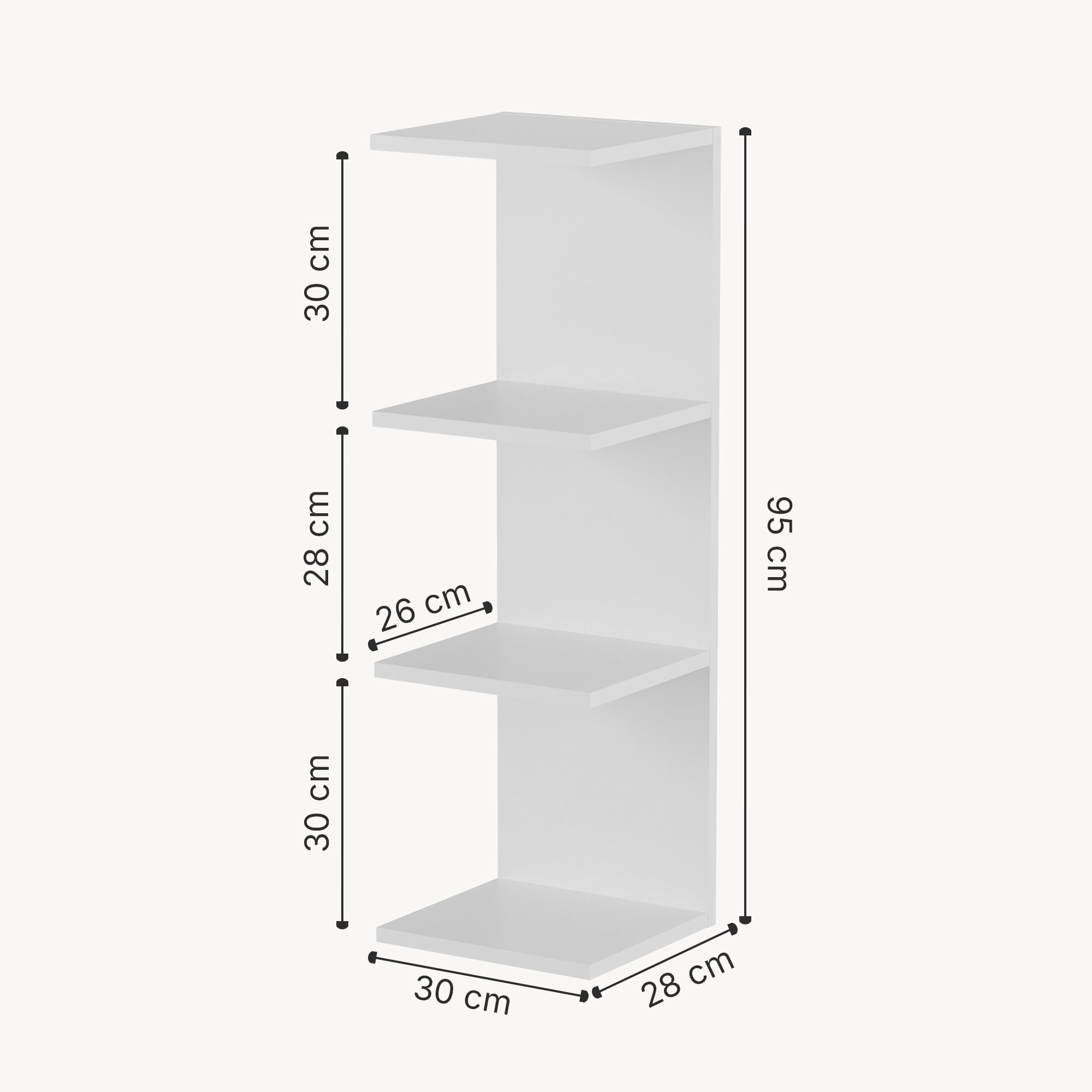 Mensola da Parete Surahammar Libreria Scaffale a Muro con 4 Ripiani - Bianco [en.casa]
