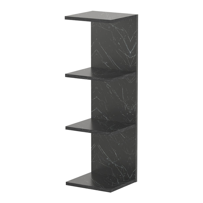 Mensola da Parete Surahammar Libreria Scaffale a Muro con 4 Ripiani - Effetto Marmo Nero [en.casa]