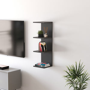 Mensola da Parete Surahammar Libreria Scaffale a Muro con 4 Ripiani - Nero [en.casa]