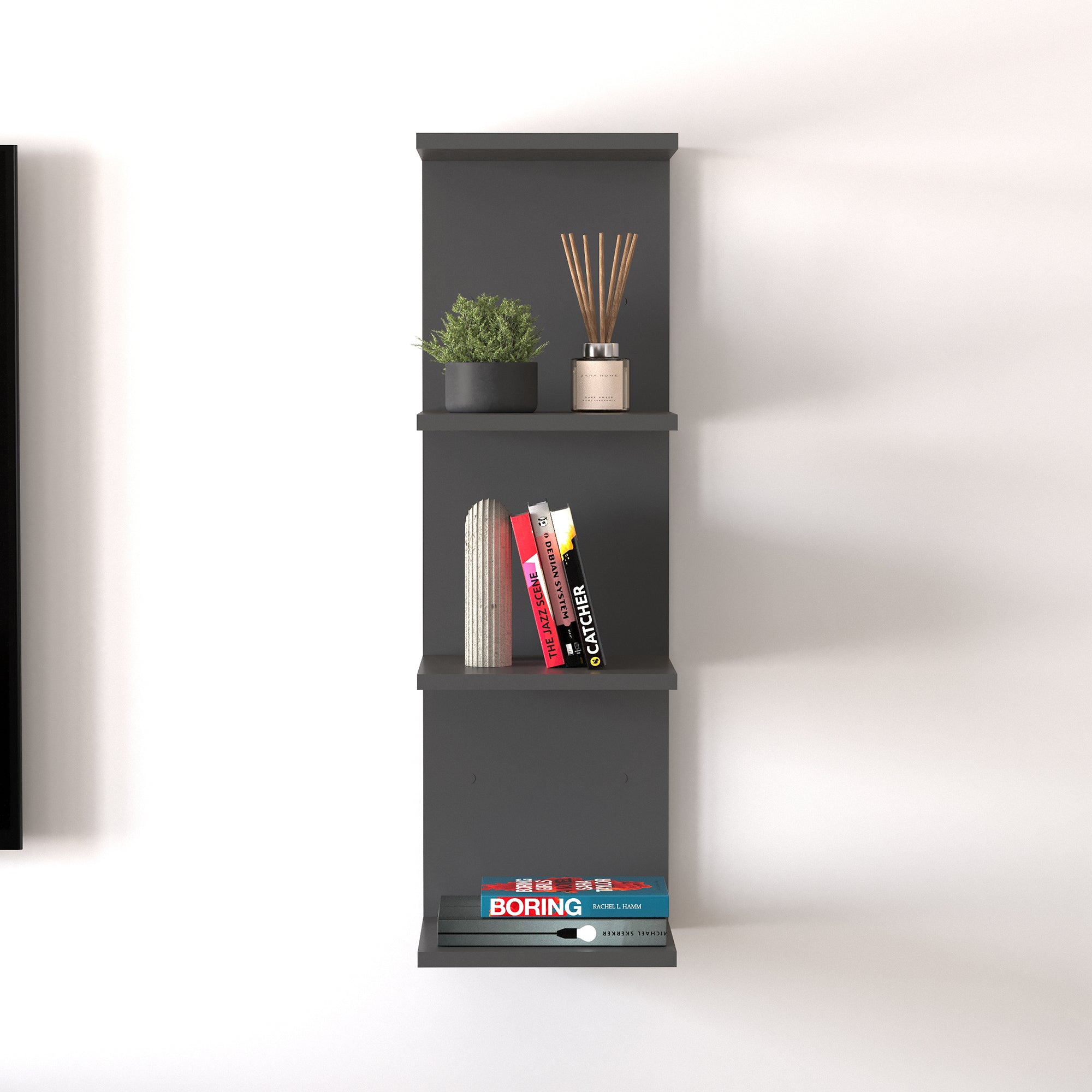 Mensola da Parete Surahammar Libreria Scaffale a Muro con 4 Ripiani - Nero [en.casa]