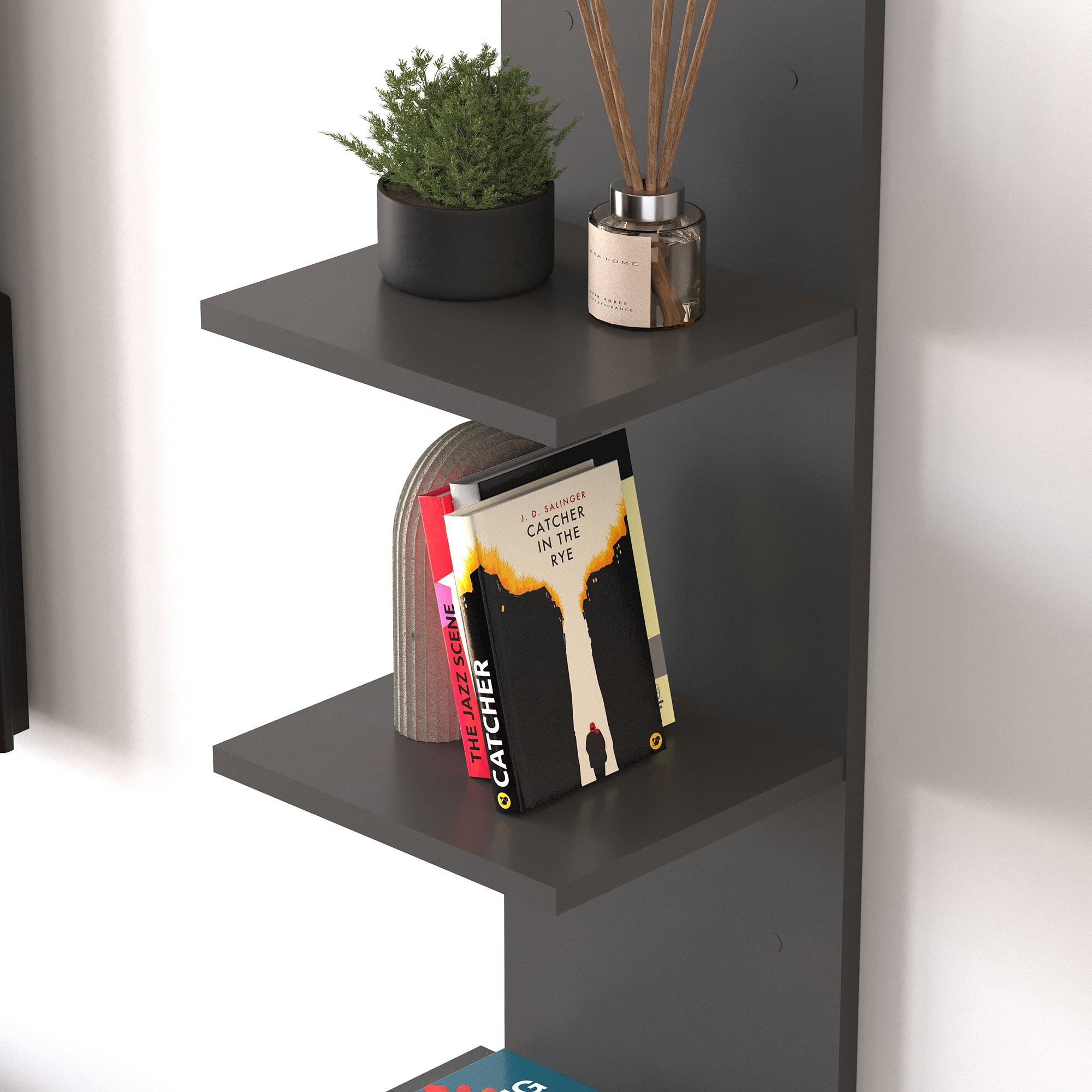 Mensola da Parete Surahammar Libreria Scaffale a Muro con 4 Ripiani - Nero [en.casa]