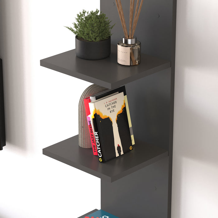 Mensola da Parete Surahammar Libreria Scaffale a Muro con 4 Ripiani - Nero [en.casa]