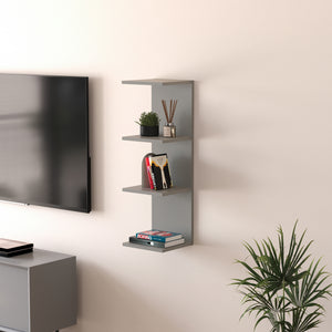 Mensola da Parete Surahammar Libreria Scaffale a Muro con 4 Ripiani - Grigio [en.casa]