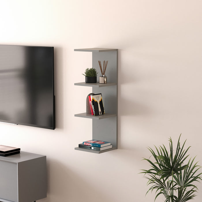 Mensola da Parete Surahammar Libreria Scaffale a Muro con 4 Ripiani - Grigio [en.casa]