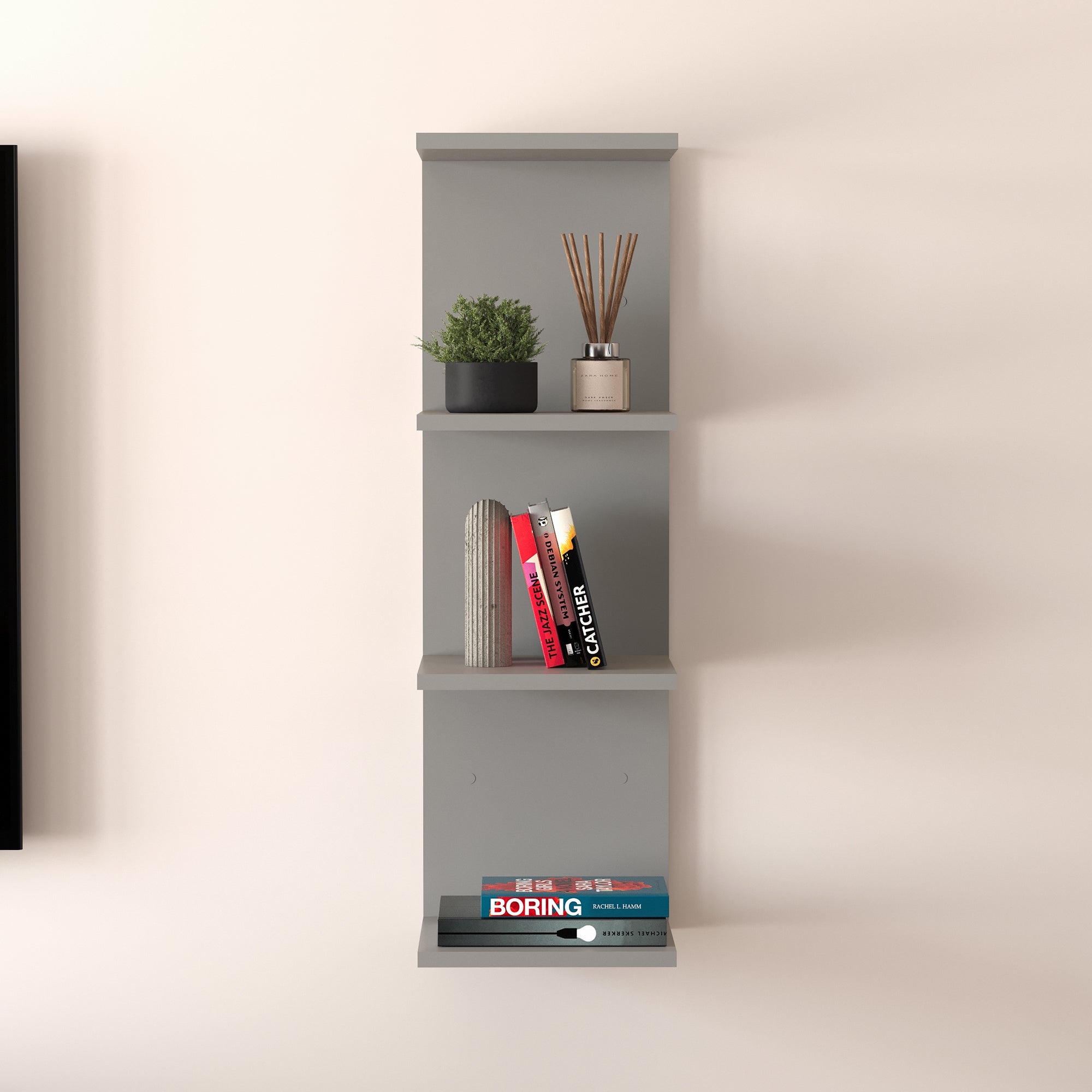 Mensola da Parete Surahammar Libreria Scaffale a Muro con 4 Ripiani - Grigio [en.casa]